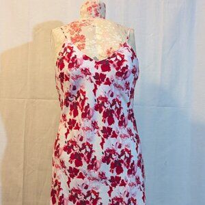Women's Crepe Midi Slip Dress - A New Day Red Floral XL EUC